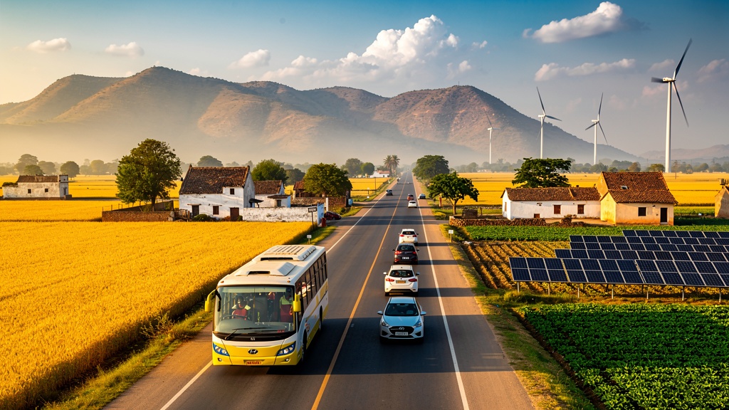 Road travel through Banaskantha countryside