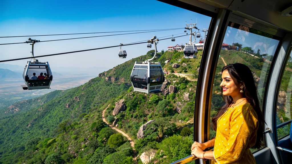 Gabbar Hill ropeway with scenic view
